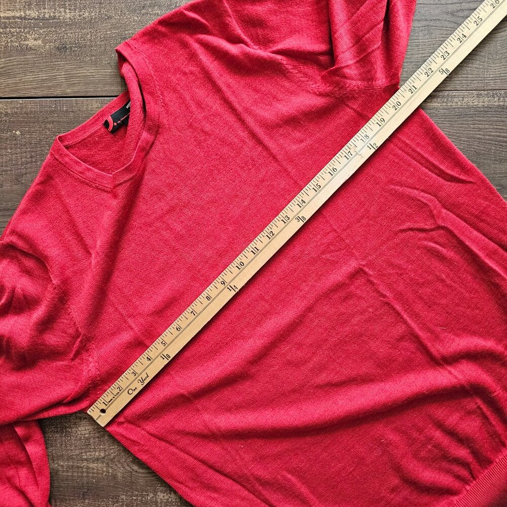 Dressmann 100% Wool Lightweight Long Sleeve Crew Neck Sweater, L, Red